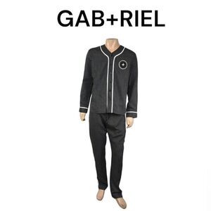 GAB + REIL Mens Set Button Shacket Shirt Long Sleeve Straight Leg Striped Size L